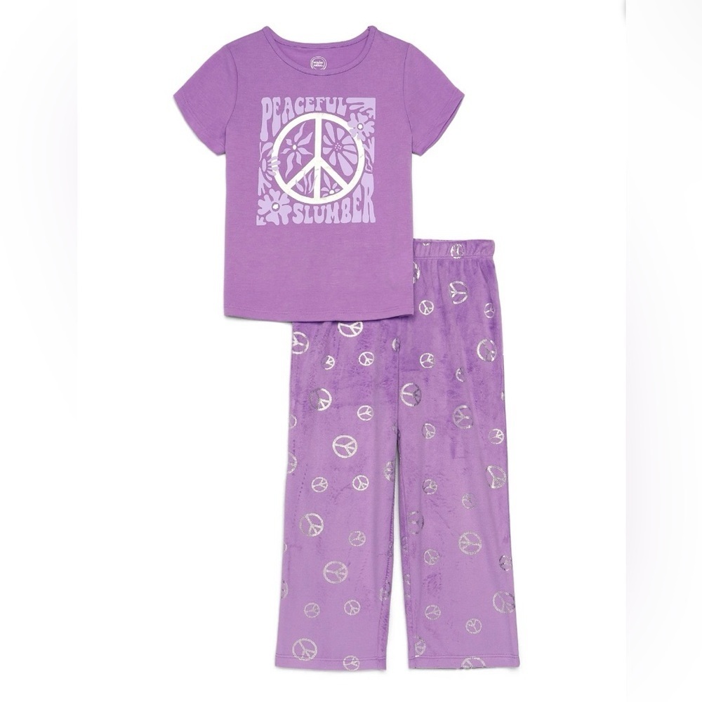 Wonder Nation Purple Peace Sign Pajama Set